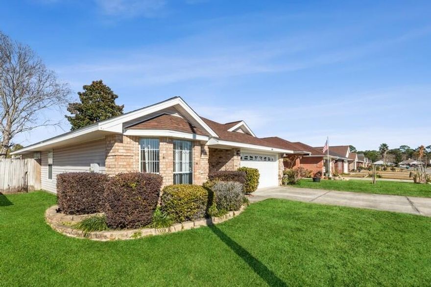 Location! Location! Location! Discover this charming 3-bedroom, 2-bath home in the sought-after Emerald Village neighborhood. Only minutes form Hurlburt Field Base! The etched glass door and glass storm brightens the entrance.   Featuring an open & spacious floor plan with soaring cathedral ceilings that offers a bright welcoming atmosphere. Laminate flooring installed in most of home. The AC is new & roof is 2021.The kitchen boasts ample cabinet space which is perfect for all your culinary needs.  Stainless appliances are included with smooth top stove & refrigerator w/icemaker. The primary bedroom is a true retreat, complete with a large en-suite bathroom featuring a relaxing garden tub, double vanities & an oversized walk-in closet. Click here. Additional highlights include abundant storage throughout, a large separate laundry room and linen closets. The private backyard with a patio and privacy fence is perfect for outdoor gatherings. The property has a well and sprinkler system, The large two-car garage has pull-down attic stairs for extra storage. All dimensions are to be verified by the buyer.  Don't miss this opportunity to own a beautiful home in a fantastic location!
