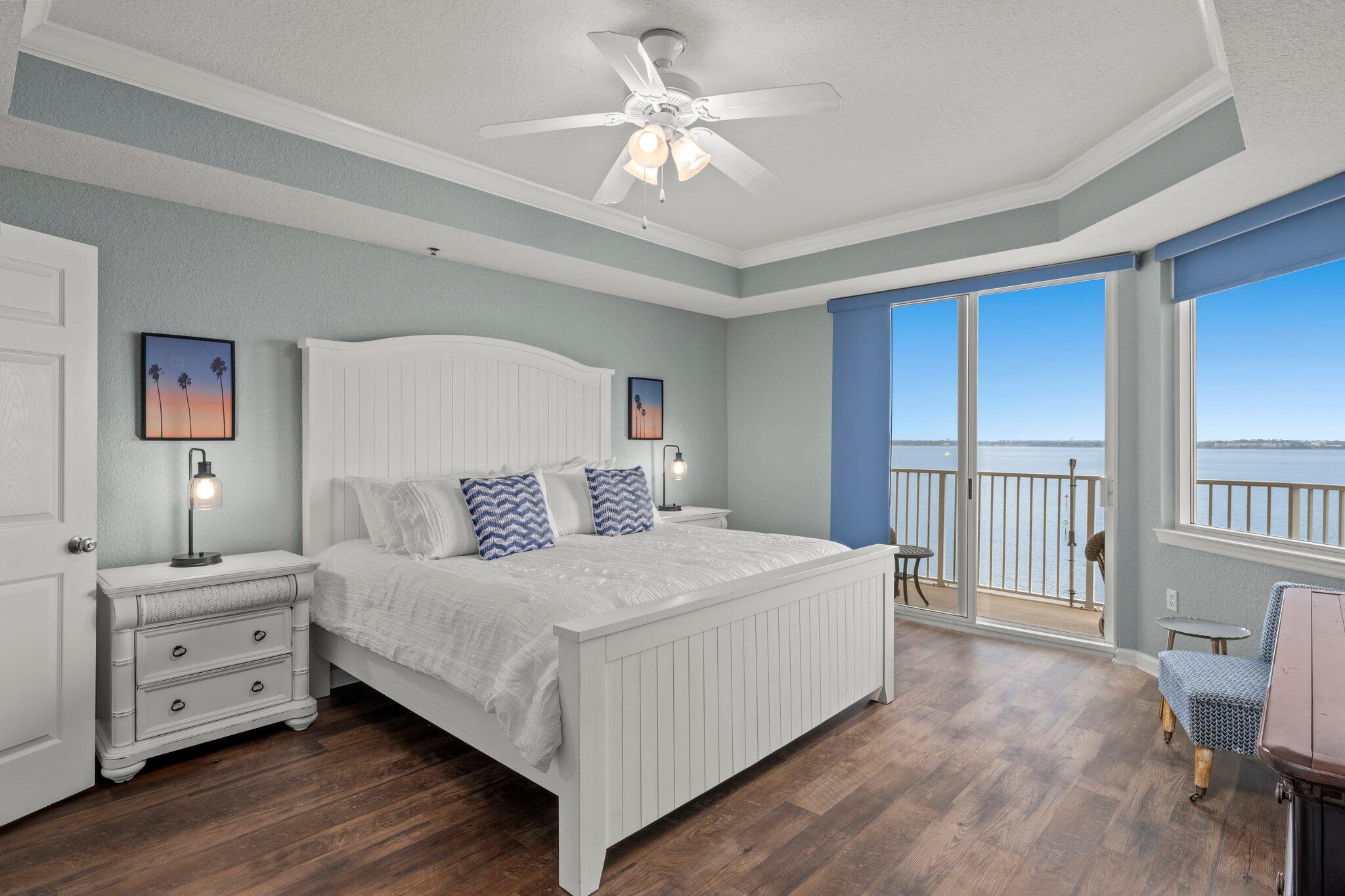 **A Boater's Paradise** This residence is being sold with a BOAT SLIP, new boat deck & 10,000 lb BOAT LIFT! Hibiscus By The Bay is an exclusive WATERFRONT community located on a 10-acre peninsula along St Andrews Bay with private MARINA & is one of Panama City Beach's best kept secrets! This exquisite 2BR/2BA FULLY FURNISHED turn key residence features a large balcony overlooking St. Andrew's Bay with STUNNING Bay views from the living room and master bedroom with access to the balcony from both and features brand new LVP flooring throughout, ALL NEW kitchen appliances, new window treatments, fresh paint & quality furnishings.