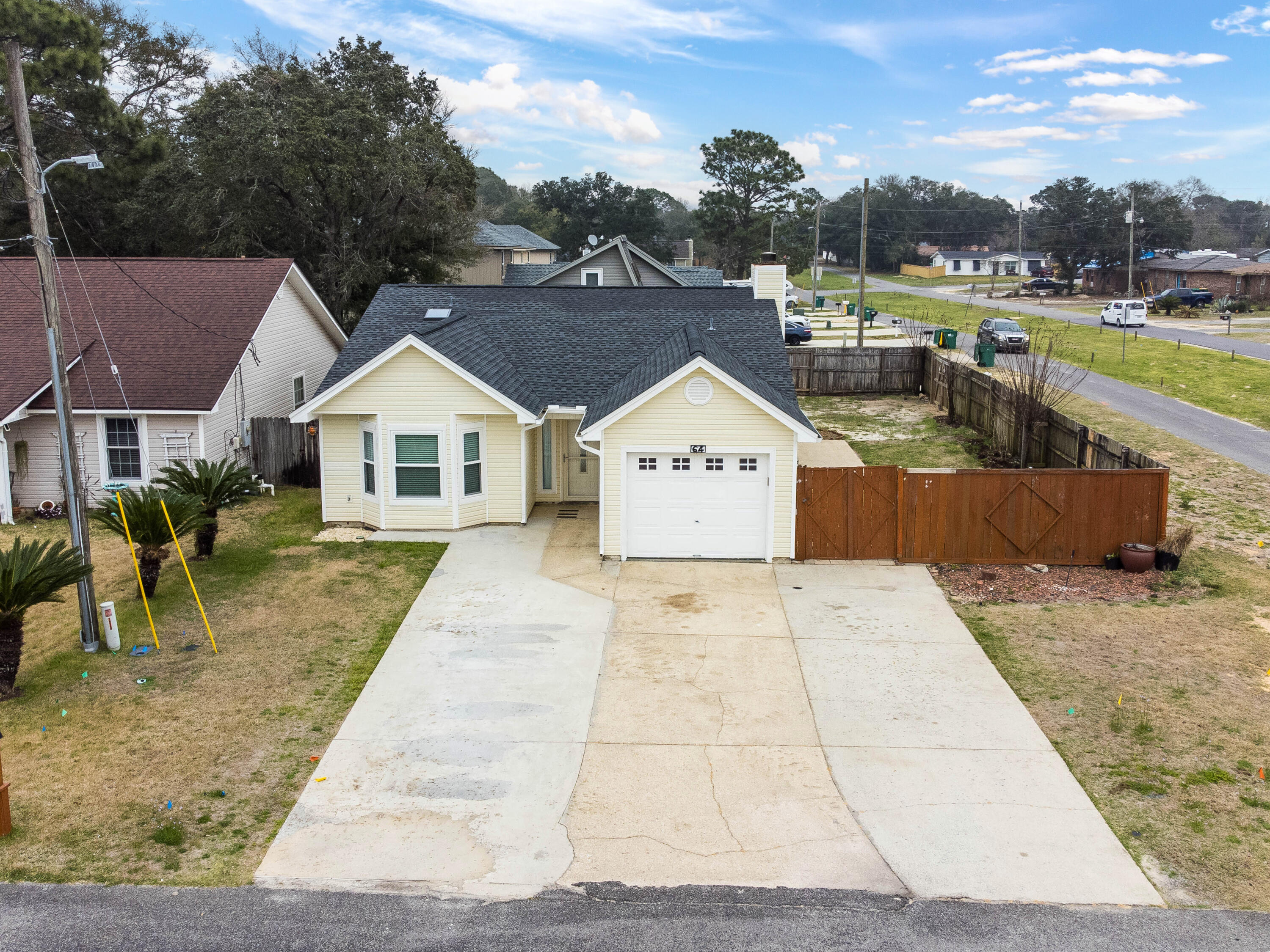 This is it...Come See this Adorable Home Today! Situated on a spacious corner lot in highly sought after Shalimar, just minutes from Hurlburt Air Force Base. Newly remodeled kitchen with ample, granite-topped counters, breakfast nook and pantry. Master bedroom boasts a large bay window and seat. Split bedroom floorplan offers lots of privacy. 6' double gated fence with access from front and side. Matching shed stays. Bathrooms are updated with granite countertops, new toilets. Home Improvements include, but are not limited to: new roof, new anti-allergy interior AC Unit, new water tank, new windows with transferable warranty, new rear screen doors, new interior furnace, and new skylights. Emergency Generator and Washer/Dryer hookups in garage w/keypad entry and 2 automatic openers.
