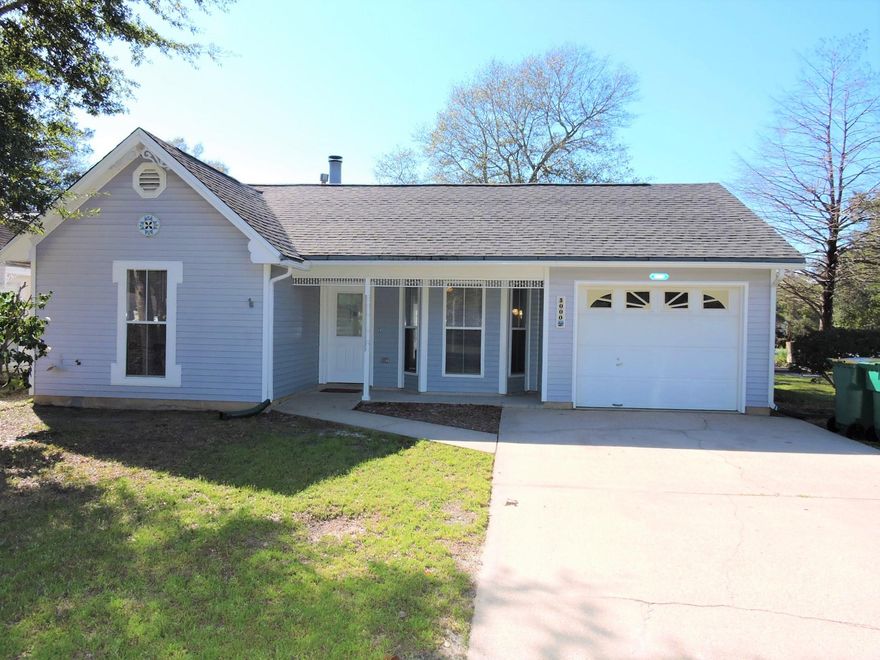 Super cute Florida cottage in the heart of Bluewater Bay and just minutes from the beautiful Destin beaches. Corner lot with a fenced back yard. Freshly painted inside throughout - walls and baseboards. Kitchen reconfigured to allow a more open feel. and updated with SS appliances and SS new range vent hood. Kitchen cabinets painted and new hardware installed on them. Vaulted master bedroom with a wood beam across the ceiling makes it very inviting. Newer windows. Newer water heater. Vanities updated with paint and new counter tops in both bathrooms.