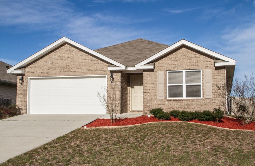 Available now......Newer home in South Crestview with 4/2 open concept floor plan. Easy access to bases, beaches and shopping. Vinyl plank flooring, carpet in bedrooms, newer paint, nice counter tops, nice cabinetry, eat in dining room, large living room, spacious laundry room, good size foyer with split bedroom floor plan. Colors are neutral, mature landscaping, large back yard, privacy fenced, and covered back patio. No inside smoking. Pets will be allowed with owner approval and non-refundable pet fee.