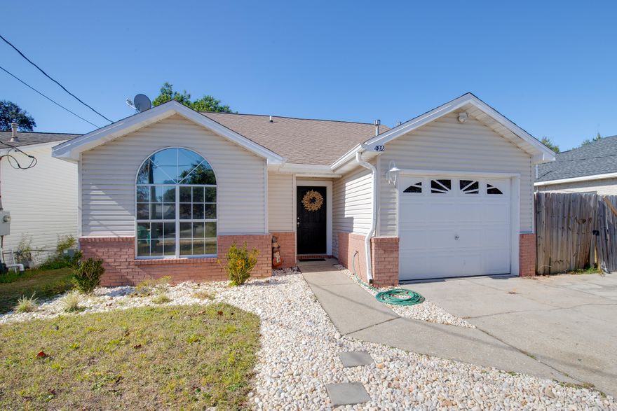 Freshly updated in a great location! Open Floor Plan with high ceilings throughout gives a much larger feel of this cozy, yet spacious home. Featuring stainless steel appliances, new carpet, laminate flooring and tile in the main living areas with a fireplace! Spacious backyard fully fenced with a patio for entertainment and irrigation This home is in a quiet neighborhood cul-de-sac, about 1.5 miles from Hurlburt Field. Close to beaches, local shopping, and restaurants! Contact listing agent to schedule your showing today!  Buyer to verify all listing data/information.