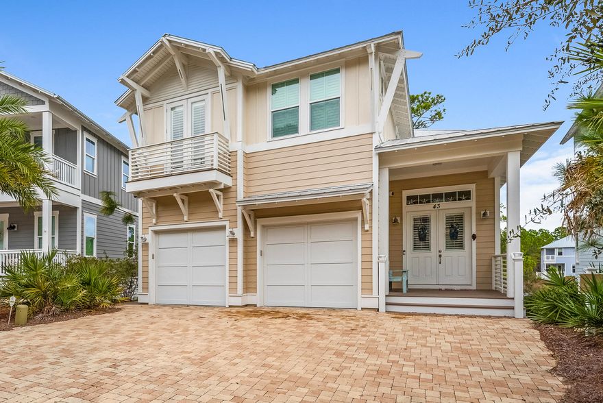 2015-built coastal cottage embodies the seaside lifestyle, Blue Mountain Beach's natural beauty, and the distinctive culture of Highland Parks. Highland Parks is a one-of-a-kind community nestled between the beach and 15,000-acre Point Washington State Park. This premium lot backs up to the state forest and is a short walk to the community pool. Views of the pond and fountain can never be obstructed. This home's ''Catalina'' floor plan is the largest in the neighborhood and features numerous upgrades. Its 2-car garage with a large driveway is very rare in this area. The epicurean kitchen is designed for feeding and entertaining crowds with granite counters, 6-seater island, 5-burner gas cooktop, GE Cafe appliances, and large pantry. Sold mostly furnished with a few exceptions.