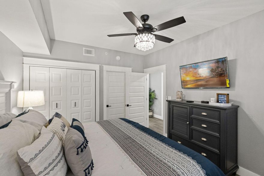 Enjoy that 30A Coastal Luxury Lifestyle while owning on the West End of Panama City Beach.  As you enter you're greeted with a completely remodeled condo with gorgeous Coastal Charm!  This remodel provides you with space solutions that are also stylish, functional, and customized to bring luxury to life!  The crisp white shiplap walls and coastal decor make this condo so welcoming it's hard to leave the Coastal Lifestyle.  This unit has been remodeled to include a 3rd bedroom with full size bunks and includes a pocket door for the closet making it the perfect space for kids.
