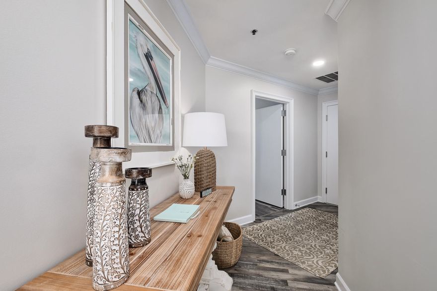 407 Tides has just undergone a total transformation. There are new tile floors in the baths and LVP throughout the bedrooms and common areas. The kitchen features new dove-tail construction cabinets with soft close doors and drawers, granite tops with undermount sink, and new stainless appliances. The baths also received new tile, cabinetry, tops, fixtures, door glass, and sinks. More custom features are raised ceilings in the kitchen, crown molding, LED can lights, new fans and light fixtures. Beyond that, all but three pieces of furniture are brand new, down to the mattresses. The development features separate owner and renter pools, beachside bar/restaurant, putting green, putt-putt golf, tennis, basketball, shuffleboard, beach service, kids activities, and a very convenient location.