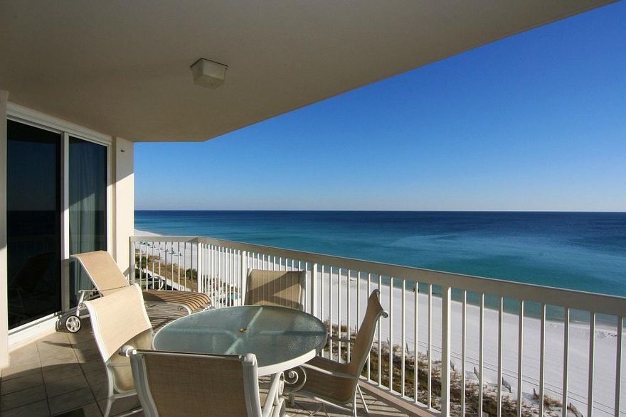 HERE IT IS...you have been wanting for this 2 Bedroom unit to come on the Market. The last two bedroom listed sold 10 months ago, so these are rare!CHECK INTO PARADISE!! Relax in your immaculate condo while listening to the waves rolling in on the white sandy beach.This beautiful condominium is all about the beach and includes 2 Gulf-front Bedrooms and large private Balcony off the living room & bedrooms with a 180-degree view of the emerald waters and sugar-white sands of Northwest Florida's Gulf Coast. In this floor plan, even your guests get a front row seat...