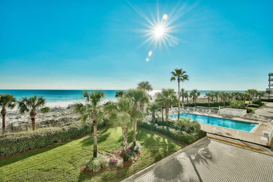 Luxurious west corner condo in Oceania Condominiums located on the sixth floor includes fabulous upgrades throughout! Large west end unit includes 2,424 square feet of living area with a 40 foot balcony facing the gulf with 60' of glass across the gulf side of the condo! Wonderful views of the beach can be enjoyed from the entry foyer, great room, dining area, kitchen, and master bedroom. The north side of the condo includes two guest bedrooms with access to a second balcony overlooking the harbor.  The Oceania development includes 574' private beach for only 71 condos along with a lovely pool area. Condo includes covered parking