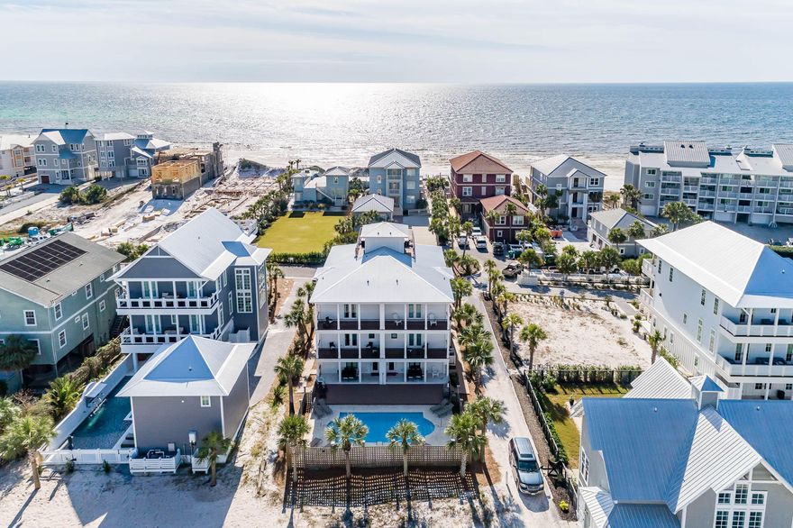 Astonishing views of the Gulf of Mexico along with incredible architecture exemplify this fully renovated luxury duplex situated steps away from the sugar white sands of the Emerald Coast! Located in Seagrove Beach, 156 Chivas Lane offers two separate units each containing four bedrooms and four bathrooms. Exclusive beach access is deeded to this property located at the end of the private street. Offered professionally furnished, this property includes lavish fixtures, designer finishes, a vast rooftop terrace, private pool, large lot, two separate two car garages, an open concept living space, chef's kitchen, and much more! Renovations include all new exterior siding; a new roof; new handrails; new decking; new impacted rated windows; fresh exterior and interior paint; new flooring;