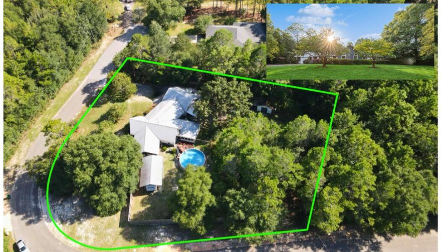 Seller accepting back up offers $5000 buyer closing cost assistance.This beautiful home is tucked back on a cul-de-sac and sits on an acre. As you enter the home the Owners suite on the left, spacious living room on the right with vaulted ceilings. This open kitchen oversees a breakfast nook and formal dinning space. The bathrooms have double vanities and granite countertops with a large walk in shower in the owners suite.  Great out door living space starting with a large screened in back porch as well as a covered deck area, an above ground pool, liner was change in Aug 2023, and a covered RV parking, two large sheds one with power. The pool and side yard are completely fenced in. HVAC is 1 year old and water heater is 3 years. All out buildings, garage, & pool convey AS-IS