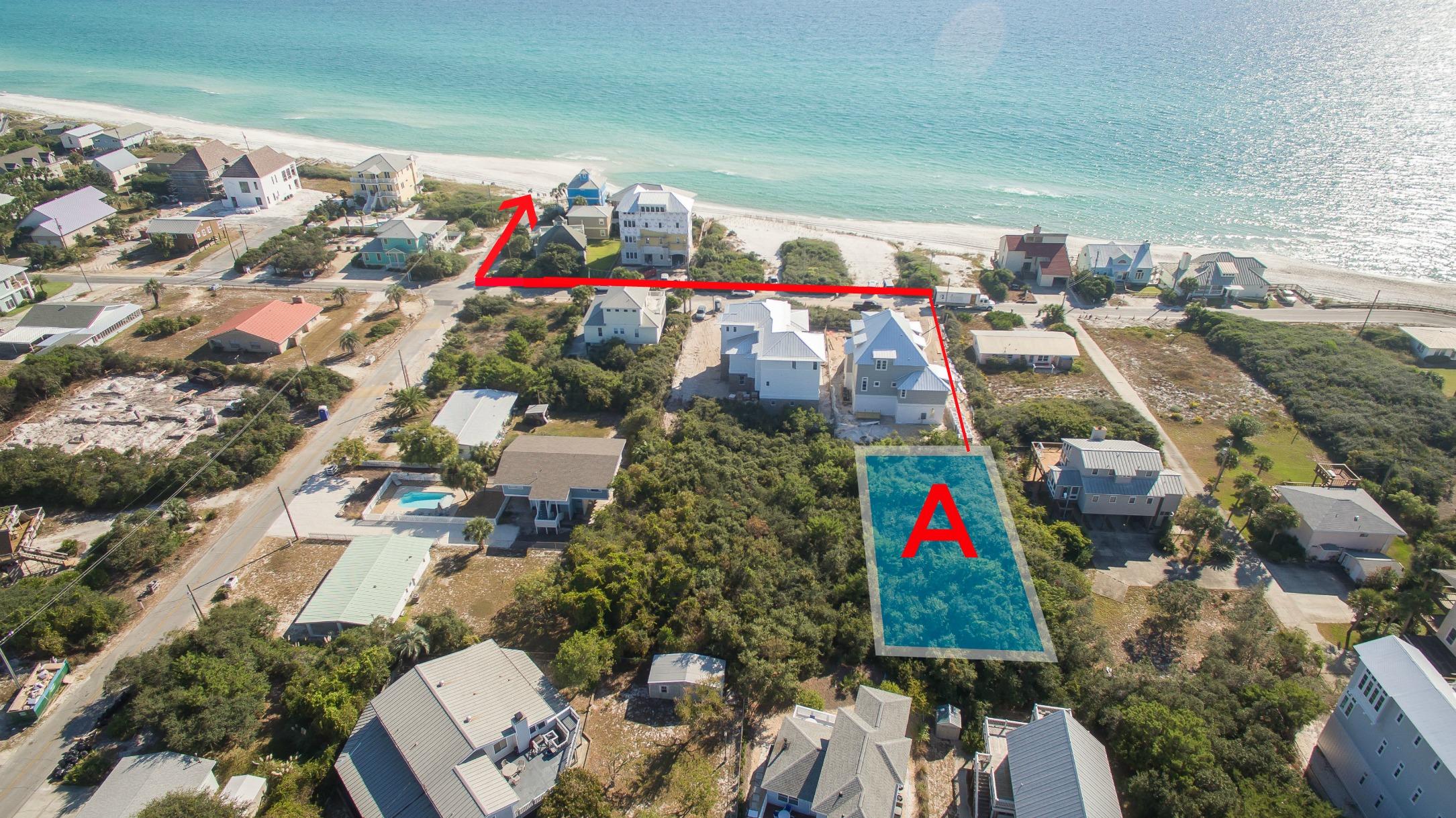 Rare, large lot in Inlet Beach. Inlet Beach is the hottest location in South Walton. This wooded lot is in close proximity to white sandy beaches, Rosemary Beach and historic 30A. Lot is located directly behind very upscale, high end, new construction home and will have a private drive to the lot. See pictures for details. This location should have forever views and ample room for an estate size home with carriage house and pool. The adjacent lot is also available. Truly a rare find!