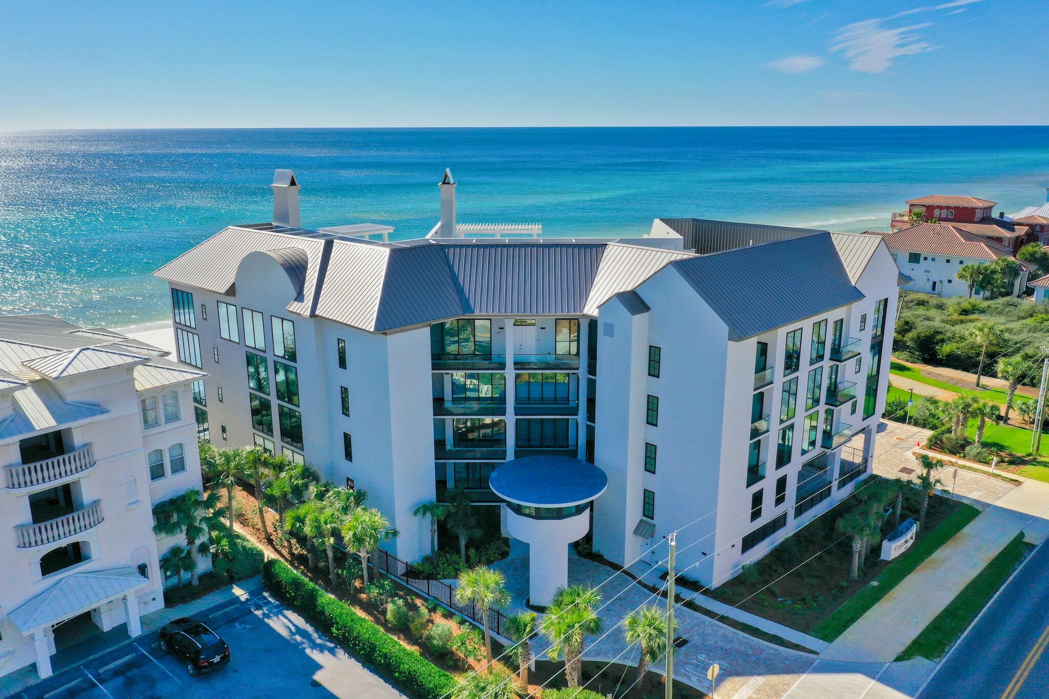 Costa Blanca is a rare New Luxury 14 residence complex built in 2018 on 30A. Amazing floor to ceiling gulf views from this completely renovated and upgraded residence make it one of the most desirable on 30A. The expansive gulf front private balcony and gourmet kitchen with separate bar provide room for entertaining and large family gatherings. A new fireplace and entertainment area was added for cozy winter nights over looking the gulf. This residence consists of three large bedrooms with newly renovated baths plus a fourth room with closet that can easily be converted to a bedroom or large bunk room. This property has just undergone a major renovation. Must see to appreciate the amazing views.