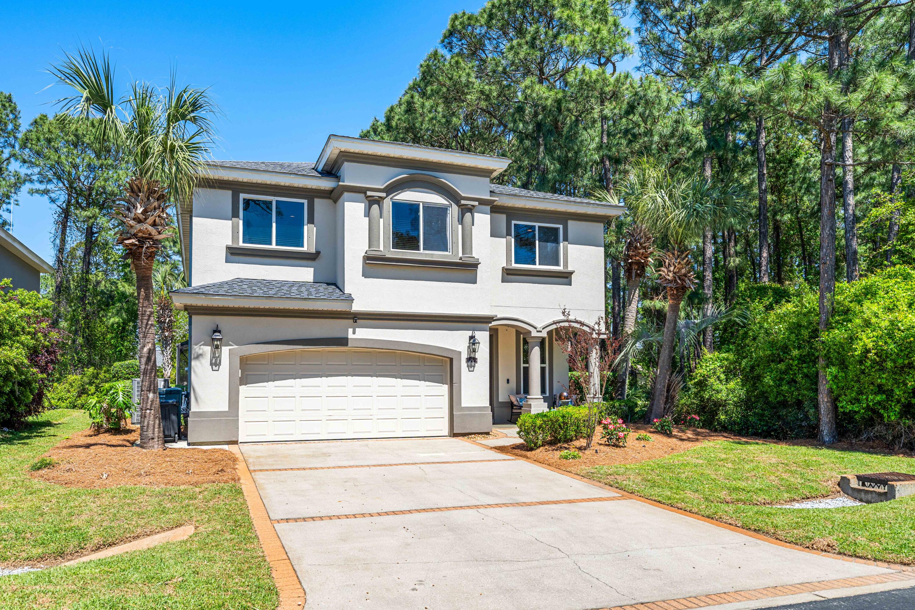 Experience the quintessential lifestyle in the heart of Miramar Beachwith this exquisite STUCCO OVER CONCRETE BLOCK home. Nestled just a fewminutes from the Gulf and Bay, this spacious Mediterranean-style haven,boasting 5 bedrooms and 3.5 bathrooms, was lovingly crafted in 2007. Settledon a tranquil street with minimal traffic disturbances and neighboringwooded preservation, this home offers a serene escape.Luxury appointments include 9-foot ceilings, crown moldings, and cherrycabinets complemented by recently installed LVP flooring and fresh paintthroughout. Additionally, the first level includes a remodeled powder room.