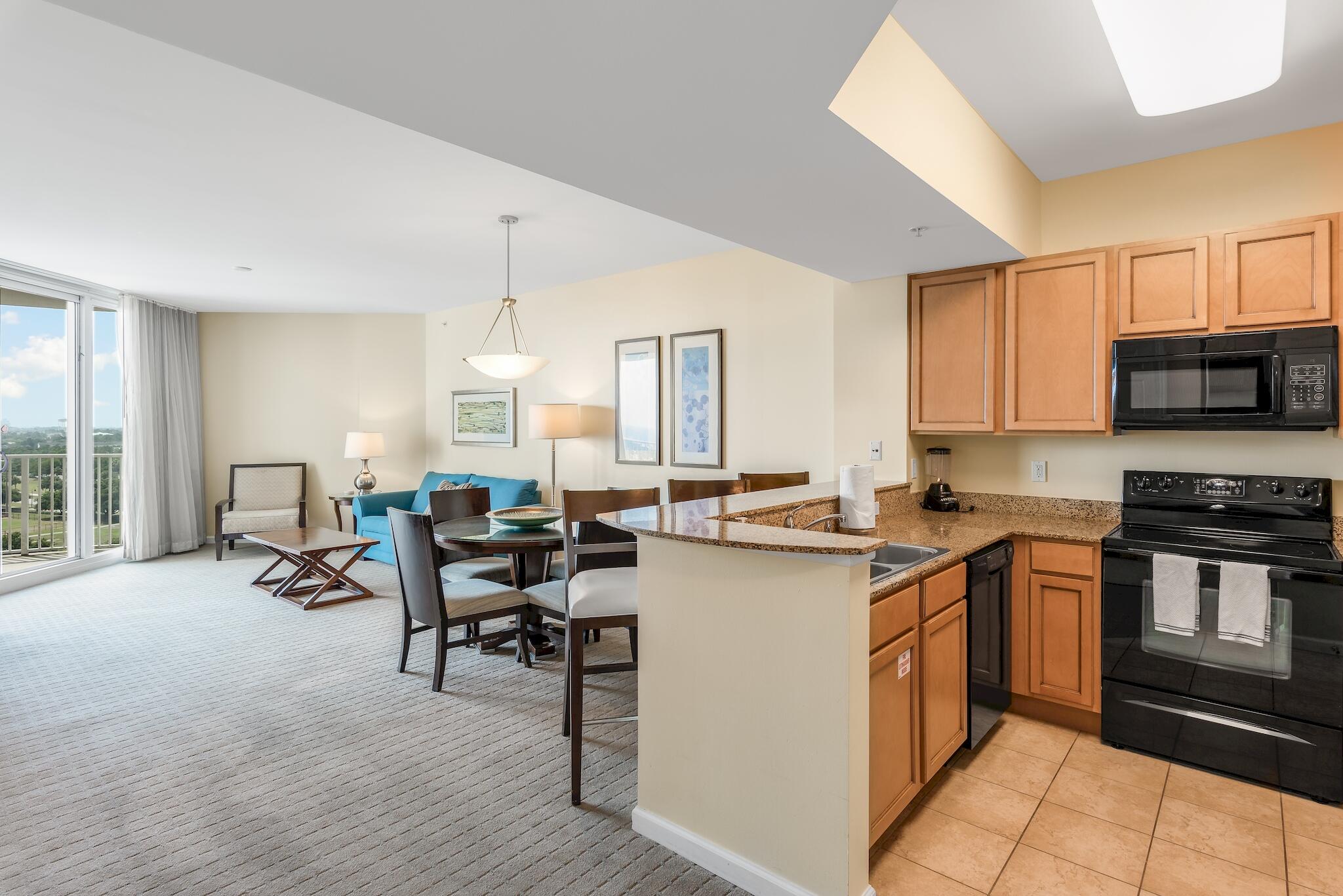 Check out this little slice of heaven in the heart of Destin! This 10th floor Jr. Suite at the Palms of Destin is perfect as an investment or 2nd home! YTD THIS UNIT HAS GROSSED $44K through August!!! Perfect layout-one full size bedroom with a smaller 2nd bedroom and 2 full baths. Unit faces towards West Destin with views of the city park and Gulf. The kitchen features granite counters and maple cabinetry! Master bedroom has it's own slider to the patio with a king size bed. Second bedroom features a twin trundle bed. With a sofa sleeper in Living Room, unit sleeps 6 comfortably! Pet friendly property for owners only!
