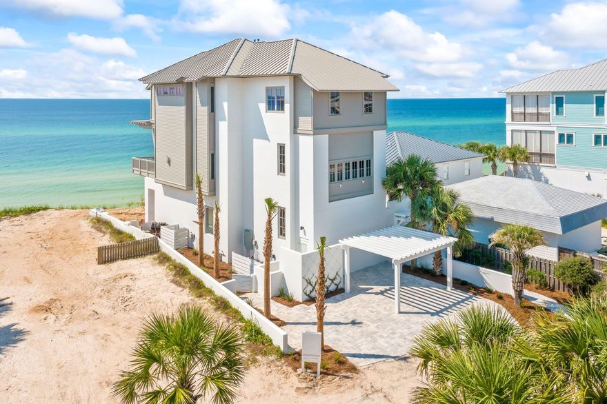 Welcome to 59 Green Street, a stunning Gulf-front home located in the beautiful, authentic neighborhood of the east end of 30A! This home is located on the private street of Green street and situated perfectly between Watersound and Alys, close to restaurants, shopping, and live entertainment. And, every necessity and amenity is only a short bike ride or stroll down 30A. The solid concrete home was built to last. Filled with high-end furnishings this home is perfect for both couples and larger families, and would make an excellent primary home or even a lucrative vacation rental! Breathtakingly beautiful, this 4 bed, 5.5 bath Gulf-front home features stunning views, pool overlooking the water and your own private beach walkover.