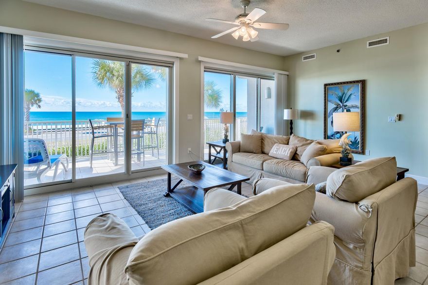 This Empress Condominium Unit 204 offers a larger of the two floor plans with an incredibly spacious living area of the 2675 sq.ft. and is a light bright and cheerful 3 Bedroom 3 Bath East End Unit. Relax in one of two spacious living areas, one featuring a gas fireplace and views of Lake Stewart, and the other offers gorgeous gulf views. Each main room has breathtaking water views. There are two gulf master bedroom suites with private balconies! Sliding Glass doors lead to the huge deck, large enough to entertain, walk your dog or create your own lush outdoor garden. The Master Suite has 3 walk-in closets and a whirlpool tub. The two guest bedrooms each have a private bath. This unit conveys with one of the coveted deeded covered parking spaces, conveniently located to the