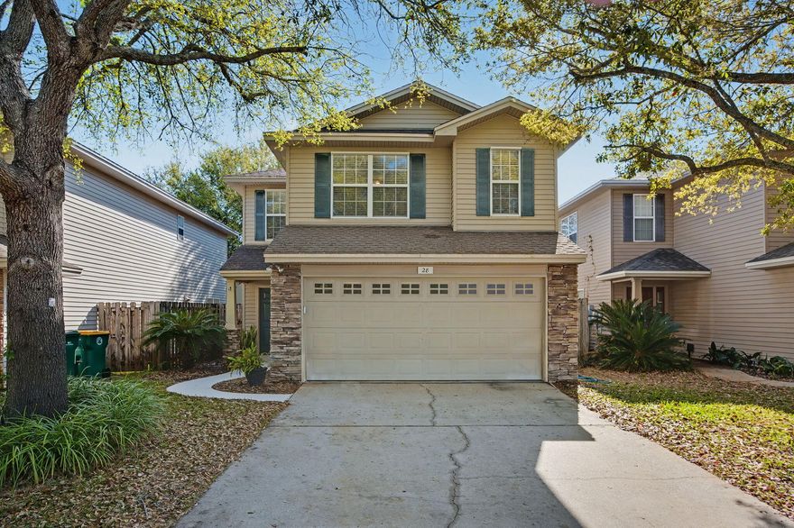 Welcome home to your beautifully refreshed 3-bedroom, 2.5-bath home. Fresh paint and brand-new flooring set the stage for easy living. Enjoy new carpet in all bedrooms and durable LVP throughout the main level. Seller will put on a new roof before closing.The open-concept downstairs is perfect for gathering, with a seamless flow between the kitchen, family room, and dining area, plus a convenient half bath. Upstairs, a lofted den offers flexible space for work or play. The oversized main bedroom features a huge walk-in closet and a private ensuite bath. Two additional spacious bedrooms share a Jack-and-Jill bathroom.  The yard is fully fenced.Your new home is conveniently located less than 1 mile to a public boat launch, less than 3 miles from Eglin, 11 miles from Hurlburt, and is minutes from shopping, restaurants, and schools. 