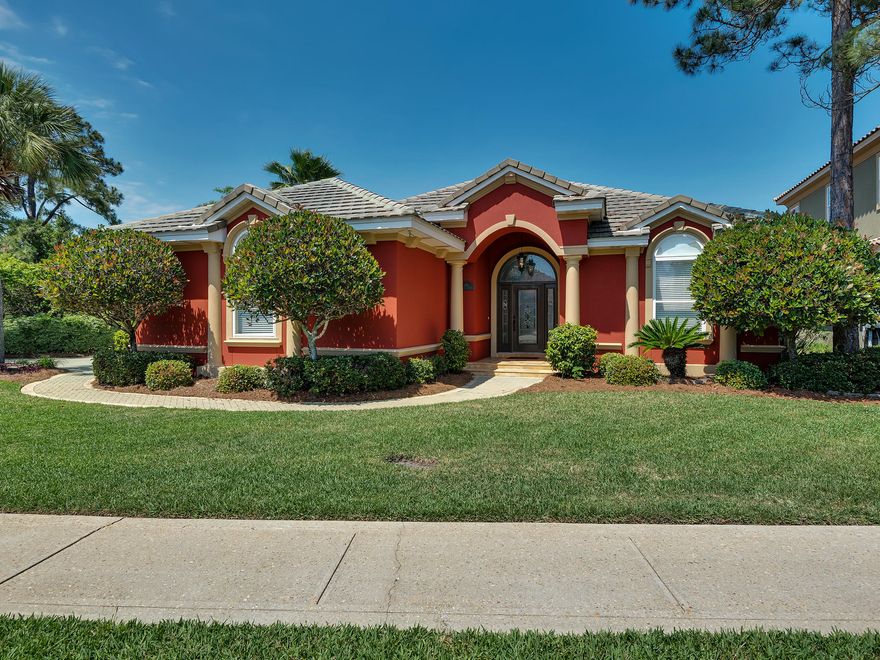 Luxury abounds in this stunning home located in Destiny East, a gated community! Attention to detail at every turn. One story for added convenience with open living area. Split 4 bedroom, with the master having doors to go out to the beautiful pool (heated) area which is screened in. 10 foot ceilings,surround sound, granite countertops, Gourmet kitchen for those of you who love to cook and entertain. Living room has floor to ceiling doors that open to the screened pool enclosure. Master shower is tile with dual shower heads. Outdoor shower, full inside laundry room, stainless appliances. There is a community pool, private movie theater, fitness center, club house and MORE! Beautiful inside and out.