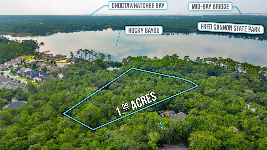Your DREAM LOT is now available! Capture this exceedingly rare 1.09 acre residential parcel on coveted Edgewater Drive. Located within the well-established Rocky Bayou Estates subdivision, Edgewater Drive is a meandering lane shaded by a canopy of mature trees and features estate-sized lots exclusively. Discover 2775 Edgewater Drive nestled high and dry with a gentle slope toward the street. The parcel's generous dimensions offer endless possibilities for creating a custom residence to suit your unique vision! Imagine designing your ideal oasis amid this serene backdrop, whether it's a modern retreat or traditional family estate. A protected green space corridor owned by the Rocky Bayou Estates Homeowners Association sits just beyond the back property line adding valuable privacy. Zoned for top-rated Niceville schools and conveniently located less than 2 miles from shopping, dining, and more at The Crossing (Publix shopping center). Act now to secure one of the last buildable parcels along Edgewater Drive!