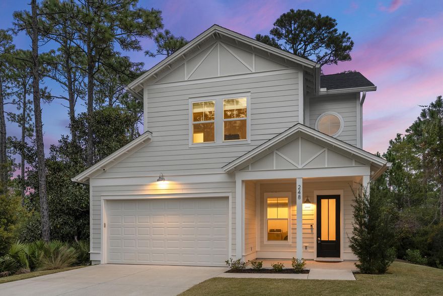 Discover an exceptional opportunity in Church Street Landing--one of the community's most private homesites, nestled among natural pines and thoughtfully designed for modern coastal living. This 3-bedroom, 2.5-bathroom home offers 1,848 square feet of beautifully appointed space with an open-concept layout that fills the home with natural light.The chef's kitchen features quartz countertops, a gas range, and an expanded pantry--perfect for cooking and entertaining. Elegant upgrades include floor-to-ceiling window treatments, luxury vinyl plank flooring, ceramic tile, and custom finishes throughout. The spacious master suite boasts a custom walk-in shower, and smart home features provide exceptional comfort and security, including Wi-Fi thermostats, smart vents, an iFlo HVAC system hurricane shutters, Ring security system, fiber internet, and TV wall mounts in every room.

Additional conveniences include an elevated storage system in the two-car garage and a fully floored attic for ample storage space.

Just minutes from 30A, Destin, and the Panama City Beach Airport, this home offers easy access to world-class dining, shopping, and the Gulf's stunning beaches. Whether you're looking for a full-time residence, vacation escape, or investment property, this semi-custom gem delivers privacy, style, and an unbeatable location for the perfect coastal lifestyle.

***Some photos of outdoor space are renderings/concepts of potential backyard improvements.***

Youtube Tour:  https://www.youtube.com/watch?v=h8g9oct_7Hk