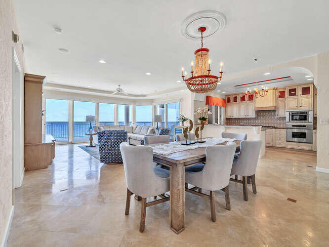 Rare opportunity! Coveted east-end, 4BR/4BA, 9th floor of GRAND VILLAS, a private, gated, non-rental in hidden dunes resort. Unobstructed panoramic Gulf views! Wraparound balcony w/electric hurricane shutters, built-in gas grill & granite countertops. Upgrades/custom finishes include plantation shutters, travertine tile, crown molding, built-in ent. center, new motorized solar shades, wine cabinet/fridge. Kitchen: Sub-Zero fridge, Dacor gas stove, new ice maker, custom cabinets & pantry. Four en suite baths. Huge master w/ Gulf Front views, 2nd master with lake & bay view, a huge office/bedroom with built-in cabinets & large closet. Laundry room w/ sink, custom cabinets & granite countertop. Storage closet, underground parking, Gulf-front pool/spa, exercise room, gated walkway to beach.