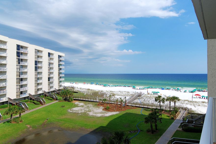 Fantastic Gulf & Beach views from this 3BR/3BA, 1,462SF Gulf Front Condo.  Completely updated, enjoy Beach & Gulf Views from the Living Room, Master, & Large Balcony. Fully furnished, with a few exceptions, this unit would make a great rental unit or vacation home. There is tile in the living area & carpet in the bedrooms. The master bedroom features gulf views, balcony access, & master bath with 2 large closets. There are also 2 additional bedrooms, one with a private bath. Condo Amenities include 2 Pools, 700FT of beach, tennis courts, covered parking, gated entry, & 24hr security. This unit has never been rented and is ready for you. See you at the Beach!!!