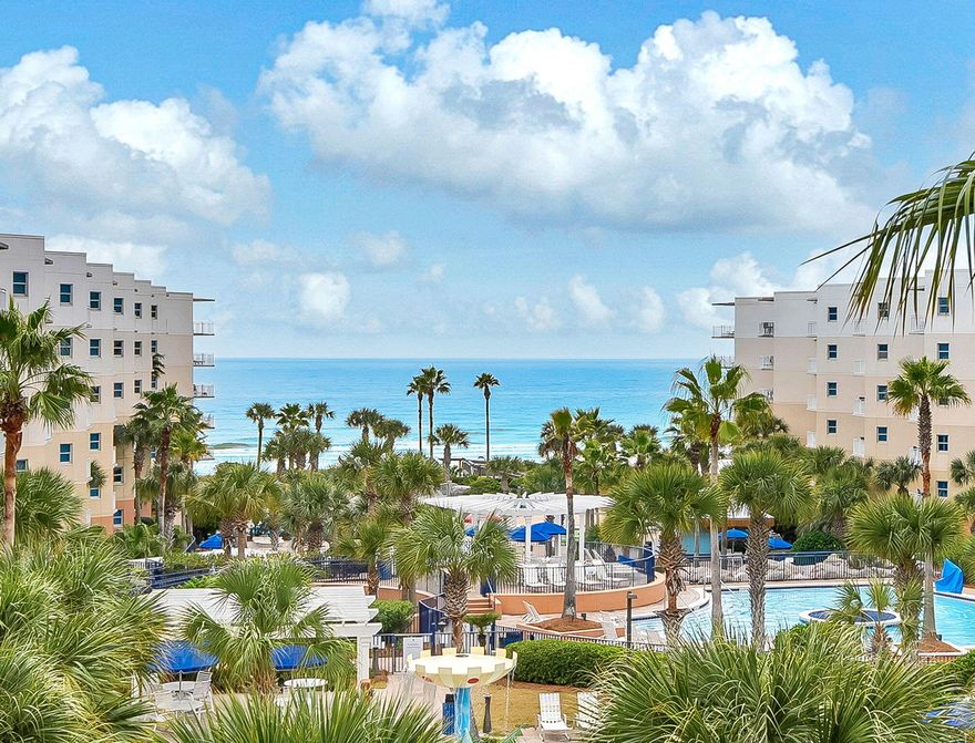 You've been waiting for this Courtyard/Gulf facing PRIME Waterscape condo NOW AVAILABLE in the #1 Family Beach Resort on Okaloosa Island! C501 is a perfectly situated 5th floor INSIDE pool courtyard. 2br/2ba w/hall bunks- Sleeps 8! Clean, Modern and Upgraded -with tongue and groove siding; neutral walls, newer appliances- well appointed! Panoramic south views of entire pooldeck amenities & Gulf of America's crystal waters & sugar sand beaches! Superior rental machine! 490' of beach; boardwalks, 2 hottubs, zero edge pool, 10' waterfall, Fuds Tiki Hut on deck, heated pool, kiddie playpark, fitness ctr, covered parking, private owner storage room, 24hr security, gated entry and strong HOA.  Area dining & activites abound. So much to love! Perfect unit, perfect location, perfect dream condo!
