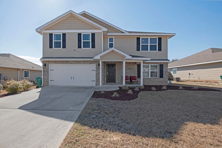 Meticulously kept, 4 bedroom 2.5-bathroom home located South of I10 in Crestview. Enter this home to a Flex room and half bath. Continue into the home to a well sized Great room along with an open concept kitchen and dining space. The kitchen has a large island as well as oversized pantry, and stainless-steel appliances. As one goes upstairs, they will find a very large primary bedroom along with ensuite bathroom featuring double sinks, garden tub, separate shower, and walk in closet. Upstairs also features the remaining 3 bedrooms, bathroom, laundry room, and additional living room. The backyard is fully fenced for additional privacy. This home also features Solar Panels for energy efficiency which seller is paying off at closing as well as blinds! Schedule a walkthrough today.