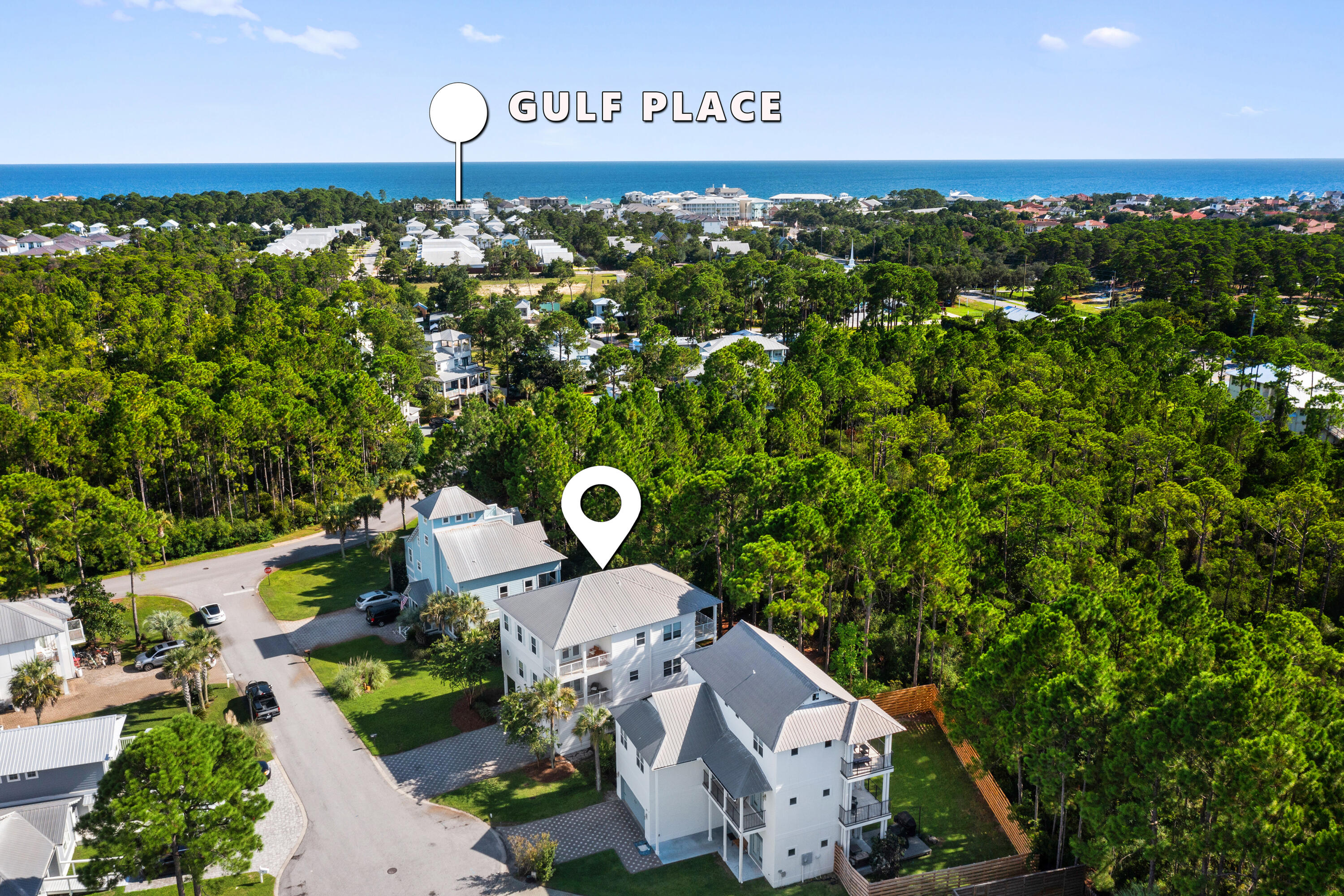 Welcome to 33 Cherry Laurel Drive, a sanctuary of elegance ideally located just minutes from the iconic sugar-white sands of 30A. This meticulous five bedroom plus one sprawls across 3,400 square feet on a 0.26-acre lot. Offering abundant flow and indoor/outdoor space with room for a pool! Perfect for a primary, secondary, or investment 30A home with all furnishings to convey.This home boasts a harmonious blend of smart technology and comfort, featuring dual pane windows, two central AC units, and a smart thermostat to ensure optimal climate control. Contemporary recessed lighting and architectural details balance the ideal ambience. Step inside to discover a well-thought-out floor plan. The first floor welcomes you with a cozy bedroom and a Jack-and-Jill bathroom, leading to the garage and a second comfortable bedroom. The spacious living and dining area on the second floor is perfect for gatherings, enhanced by a fully furnished kitchen fitted with modern appliances.
Ascend to the third floor to find the luxurious primary ensuite with a private porch and Westerly sunset views through the pines offers aa tranquil retreat. A second bunk bedroom with tops off the six bedroom home.
In summary, this stunning newly renovated home in the desirable Cypress Breeze community offers the perfect blend of luxury and convenience. With six well-appointed bedrooms, including two master suites, this property is ideal for large gatherings or family vacations, accommodating up to 20 guests comfortably. The ideal location to nearby amenities, shopping, and beach access are a breeze, all within a half-mile distance. Enjoy outdoor entertaining in the spacious fenced backyard complete with multiple covered porches. With resort-style amenities including a three-tiered pool with grotto and waterfalls, this home is an unparalleled opportunity for those seeking a memorable beach lifestyle.