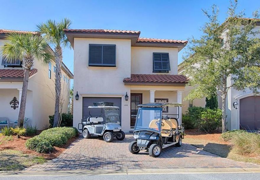 Great Golf Course front home now available in Villa Lago! This is a 3 bedroom and 3.5 bathroom home with a FULL car garage located on the golf course, it is close to the club house and the neighborhood pool. The open living space allows for easy entertaining with plenty of room for gathering and a half bath for downstairs guest use. The kitchen is equipped with stainless appliances, granite countertops and a pantry. Step out to the extended patio to experience the golf course views and outdoor living. Each bedroom has it's own bathroom for full functionality, master bedroom and 1st guest bedroom have a king bed and the 2nd bedroom with two sets of bunk beds along with a trundle bed. Golf Carts are negotiable.