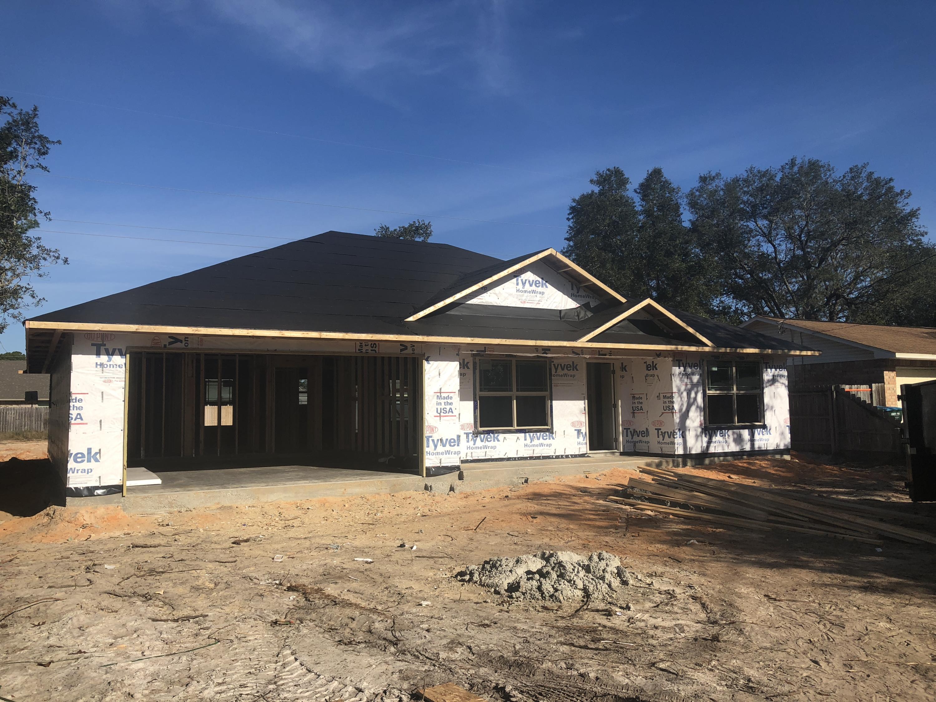 Beautiful and New! All Brick Home under construction! Nice Modern cabinets, lighting fixtures, and plumbing fixtures. Granite counter tops in the kitchen and bathrooms. Tile floors in Kitchen, Master bath and Hall bath. Ceiling fans in the Master Suite and the Living room. Master Suite with walk-in closet. Energy Efficient home with quality double-pane windows. Insulated exterior doors, ceiling and exterior walls, and inside laundry Room. 14 SEER Heat Pump. Sodded front and side yards, and 10' on backyard. Call today to get a 3D virtual tour of this floor plan.