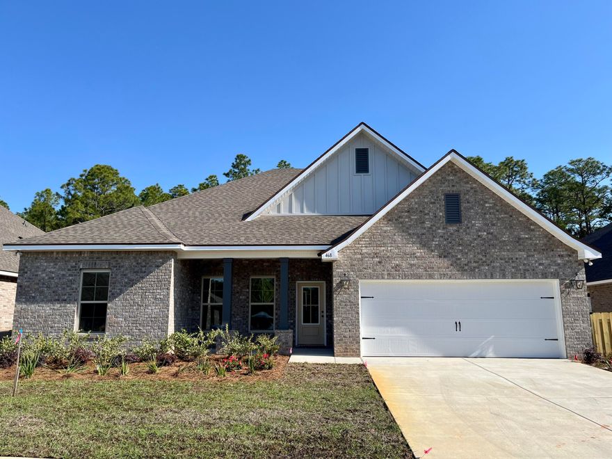 The COMSTOCK III H in Bird Song at Hammock Bay community offers a 4BR, 2BA, open design. Upgrades added (list attached).  
Features: double vanity, garden tub, separate custom tiled shower, and walk-in closet in master suite, kitchen island, walk-in pantry, boot bench in mudroom, covered front porch and rear patio, walk-in closets, crown molding, recessed lighting, framed mirrors, smart connect WIFI thermostat, smoke/carbon monoxide detectors, landscaping package, architectural 30-year shingles, flood lights, and more!
Energy Efficient Features: water heater, kitchen appliance package, vinyl low E windows, and more! Energy Star Partner.