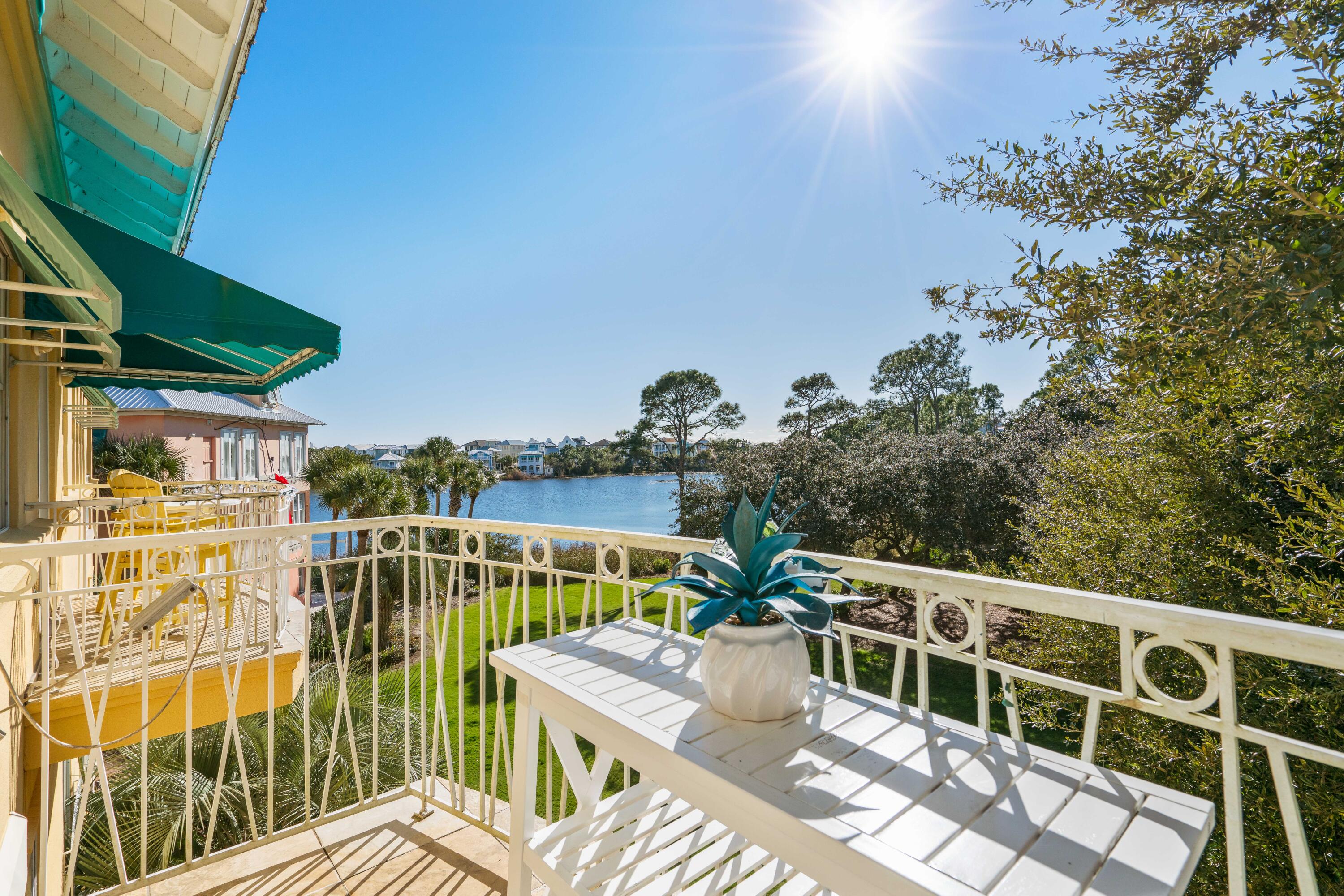 Great investment opportunity!Spacious condo at Carillon Beach Resort with balcony over looking village green. Unit has a beautiful view of Lake Carillon. Located on the 3rd floor with elevator access, this one bedroom beauty sleeps 4 with pull out sofa bed in living room, 2 full baths, gorgeous glass cabinets in kitchen with pantry and storage. Coastal style furnishings and new dishwasher. Little window seat/nook in private upstairs master suite over looking Carillon Community with glimpse of ocean. The perfect vacation get away or full time living with all Carillon Beach has to offer including area for concerts, spa, gym, restaurants, shopping, use of 3 pools, beach access and much more. Get your favorite realtor and go see.