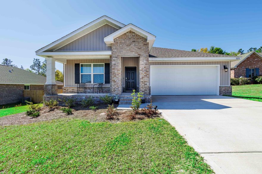 Price Reduction!!! Don't miss out on this beautiful Cali one story floor plan 4 bedrooms, 2 baths, covered back porch & 2 car garage. Sought-after design offers an open kitchen featuring an island bar, stainless appliances, corner panty, quiet dishwasher, eating area that opens to the great room with access to the covered Patio. Bedroom 1 is just off the back side of the house & the adjoining bath features a walk-in closet, dual sinks and large 5' shower. Beautiful EVP the newest in wood look flooring throughout and nice Frieze carpet in the bedrooms. Backyard is spacious with custom fire pit installed.