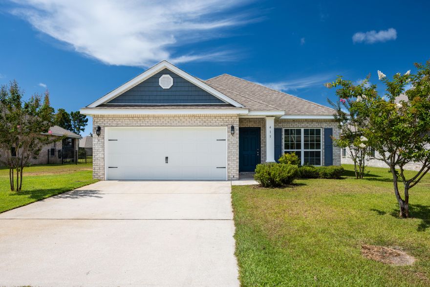 It has it all! Prime location, an easy-to-maintain all-brick exterior house, a bonus room that can be used as an office or even a fourth bedroom, a two-car garage, a screened porch, and a fully fenced deep lot with a water view--this one-story home is the epitome of coastal living!Freshly painted bedrooms and bathrooms, eco-friendly hand-scraped engineered hardwood flooring--known for its durability, ability to hide scratches, moisture resistance, and easy maintenance.Open-concept living with a spacious dining and family room are connected to the kitchen with granite countertops, a center island, a brick veneer backsplash, abundant outlets for all your kitchen gadgets, and stainless steel appliances. Split floor plan places the primary suite to your right, while two guest bedrooms are thoughtfully positioned on the opposite side of the home for added privacy and share a well-appointed full bathroom.
The home's windows feature removable storm panels for additional peace of mind. The original roof has durable 30-year dimensional shingles, which provide 50% more life than standard shingles. The property also includes an irrigation system with its own well for water conservation and significant monthly savings.
Driftwood Estates offers exceptional amenities with low HOA fees: a large community pool that regularly hosts water aerobics, tennis courts, a basketball court, soccer field, playground, and a catch-and-release pond. The neighborhood also has a wonderful 11-acre park with a community room used for birthday parties, workout mat classes, and other social activities.
Conveniently located just minutes from Publix, Grand Boulevard shopping and dining, medical facilities, and Sandestin Resort. A short drive brings you to Topsail Hill Preserve State Park, offering over three miles of pristine beach and scenic dune lakes. Call today for more information and to set up your private showing. 
All information and measurements are deemed accurate, but should be verified by the buyer.
