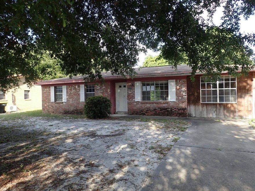 Built in 1970, this all brick HUD REO property is centrally located and minutes away from shopping, business, churches, beaches and bases. Home is just under 1500sf with 3 bedrooms, 1 and 1/2 baths and indoor laundry. Home has enclosed carport which has created extra living space for bedroom or bonus room. Back yard is chain link fenced and kitchen is bright and open. This home has tons of potential! A must see for both owners and investors alike. Call today for your showing and more info regarding this and other HUD homes! Property is FHA (IE) insurable w/escrow.