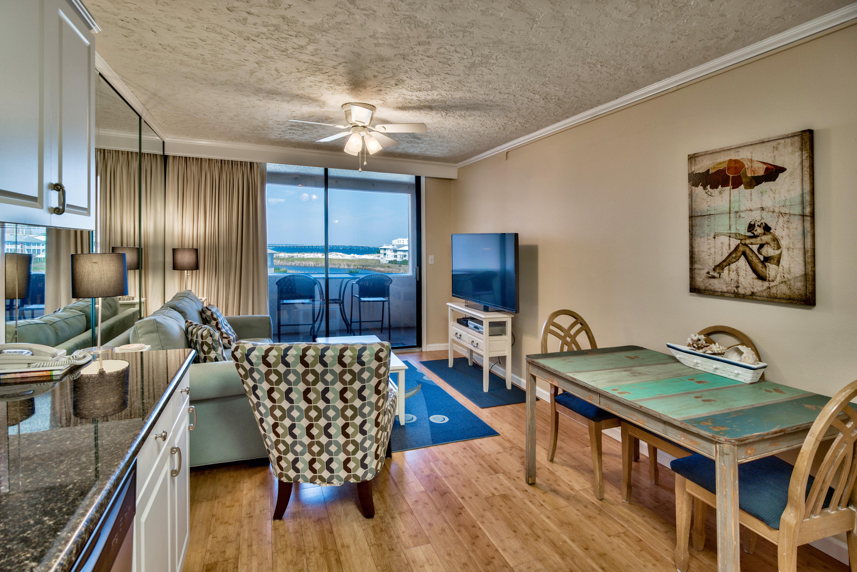 Great Rental! $25,049 in 2017 and $25,291 so far in 2018. Charming 3rd Floor, one bedroom, one bath condo. The master bedroom has a King Size Bed with a flat screen TV. The open space in the kitchen is accented by granite counter tops, stainless steel appliances, and a tile backsplash. It flows into the living area which has a flat screen TV and a queen sleeper sofa. Glass sliding doors open to the balcony which has great views of the jetties. You are steps away from the sugar white sand and emerald waters of the Gulf! Jetty East is a small gated Gulf front resort community and conveniently located just a mile and a half from the heart of Destin where you can find great restaurants, shopping, grocery stores, and attractions.