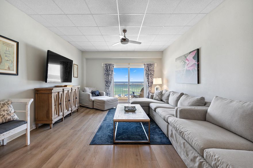 Gulf Front Condo with Excellent Rental Income Potential** Wake up to dolphin sightings and Gulf breezes from the private balcony of this beautifully updated 3rd-floor condo at Sans Souci. This 1-bedroom, 1.5-bath unit offers stunning water views and comfortable accommodations that sleep up to 6 guests--perfect as a second home or a high-performing vacation rental. A similar unit generated over $60,000 in rental income last year. Interior features include luxury LVP flooring throughout, granite countertops in the kitchen and bathrooms, a stylish tiled walk-in shower, and neutral coastal decor. The open layout provides a bright and inviting atmosphere ideal for beach living. Sans Souci offers resort-style amenities including a Gulf-front pool and hot tub, fitness room, gated access, and a  beach walkover for easy shoreline access. Located directly across from Peg Leg Pete's, you're steps away from local dining and entertainment. Additional highlights: * Brand new HVAC system * Turnkey and fully furnished * Strong rental history * Gated community with elevator access Don't miss this opportunity to own a Gulf-front property with excellent income potential and unbeatable views!