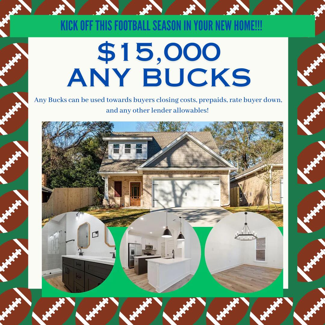 $15k ANY BUCKS!! Call Preferred Lender for Incentive & Payment Details!! Beautiful new construction home featuring 3 bedrooms and 2.5 bathrooms, with the master suite conveniently located on the first floor. The open-concept layout includes a spacious kitchen with quartz countertops, solid wood soft-close cabinets, and a full GE Stainless appliance package (including refrigerator). Upstairs, you'll find two cozy bedrooms, a loft area and a full bathroom, offering plenty of versatility for a home office, playroom, or guest rooms. Enjoy outdoor living with a fenced-in backyard. The 2-car garage offers additional storage space. Located in a desirable neighborhood, this home is close to top-rated schools, NorthWest Florida State College, Eglin Air Force Base, and just 15 miles from Destin's beaches and shopping. Move-in ready and waiting for you to make it your own!