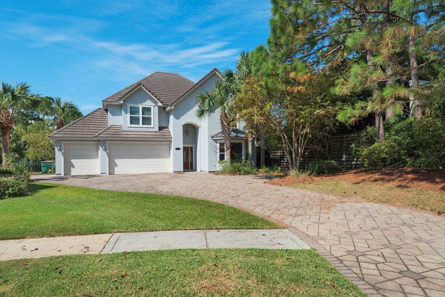 Immaculate home on Destiny East's largest lot. Located at the end of a quiet cul-de-sac. This never-rented home includes five bedrooms, three and one-half baths, two living areas, and two dining areas. The well thought out floor plan is ideal as a private enclave or as a vacation rental.  Add a pool in the spacious back yard for personal enjoyment or an increase in vacation rental income. Fully automated, all security, cameras, motion sensors, water and thermostats are controlled remotely.  A three car garage leaves plenty of room for a golf cart, an additional enticement for vacation renters. Carefully maintained and seldom used by the owners, the exterior was recently painted, a tankless water heater added, and washer/dryer replaced. The timeless kitchen includes custom cabinetry, a gas cooktop, stainless appliances, a spacious pantry, and a built-in desk. Destiny East is a private, gated community with easy beach access. Neighborhood amenities include two community pools, two lighted tennis/pickle ball courts, a playground, and a clubhouse with a gym, theater and party room.