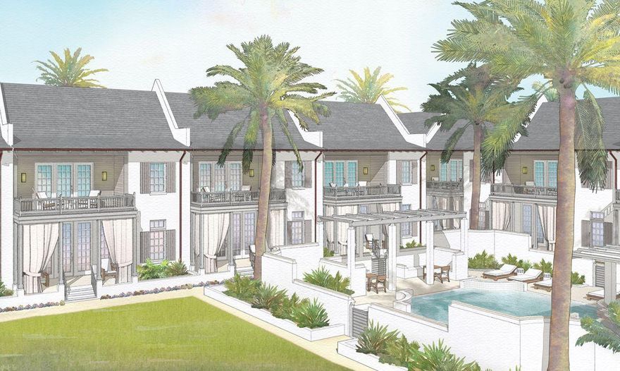 A community within a community in the exclusive Kaiya Beach Resort, The Mews cottages offer residents convenience coupled with privacy. With nearly 2,500 square feet of interior space plus an additional almost 900 square feet of covered outdoor space and a two-car garage, each 3BR/3.5BA residence has been thoughtfully designed to provide a luxurious retreat for the select few who will call The Mews home. Upscale features include custom-designed painted wood kitchen cabinetry with Caesarstone counters and backsplash, a Subzero and Wolf appliance suite, Waterworks kitchen and bath plumbing fixtures and both concrete paver and stained white oak plank flooring. The Mews pool is mere steps away from many of the front porches which encourage an impromptu dip or a convivial cocktail with