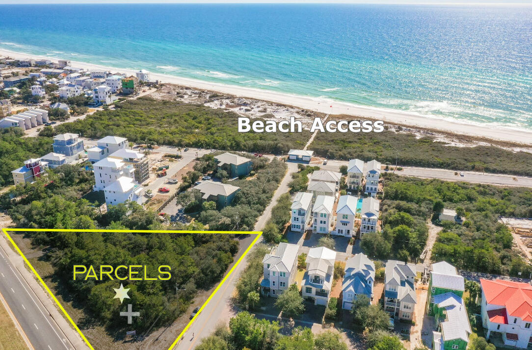 Attention Developers and Investors! Rare opportunity to acquire an exclusive corner lot with ocean views; steps from Walton County's largest beach access & Rosemary Beach. This expansive .85-acre property includes two parcels. Active Development Order in place for 4 large residences (5000-6500 sqft) this will save 1-2 yrs in process time. Zoning: Neighb Infill up to 6u. Ideal for a high-end residential or vacation rental project. Stunning ocean views from the 2nd to 4th floors. Walk or bike to the iconic Rosemary Beach, Alys Beach; next to the vibrant 30A Venue shops and restaurants. It is the perfect location, it offers a mix of luxury and convenience. Nature lovers will enjoy the nearby Camp Helen State Park activities, while golfers will appreciate the proximity to Camp Creek Golf Club This Listing Includes Two Tax ID's : Parcel # 36-3S-18-16100-000-1470 and Parcel # 36-3S-18-16100-000-1460
-Surveys Available 
-DO Approved 
-Zoning :Neighbourhood Infill designation - Density allows up to 6 Units.
- https://37sorangestinletbeach.com/