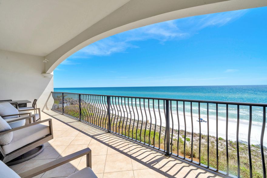 Adagio has long been the standard of gulf front gated communities along 30A. Four bedroom units like A302 only very rarely change hands. Adagio sits on one of the highest points along the Gulf of Mexico. The amenities are second to none with a huge lagoon style pool, whirlpool, gulf front pool and workout center; not to mention a large private beach area. A302 is steps away from it all. The oversized balcony offers spacious outdoor living and amazing views. Inside the condo, four bedrooms provide ample sleeping accommodations.  All new furniture was recently added. The master bedroom opens up onto the gulf front balcony. The spacious living area features a wall of glass overlooking the gulf and a gas fireplace for cooler nights. The kitchen is well equipped for all cooking needs.