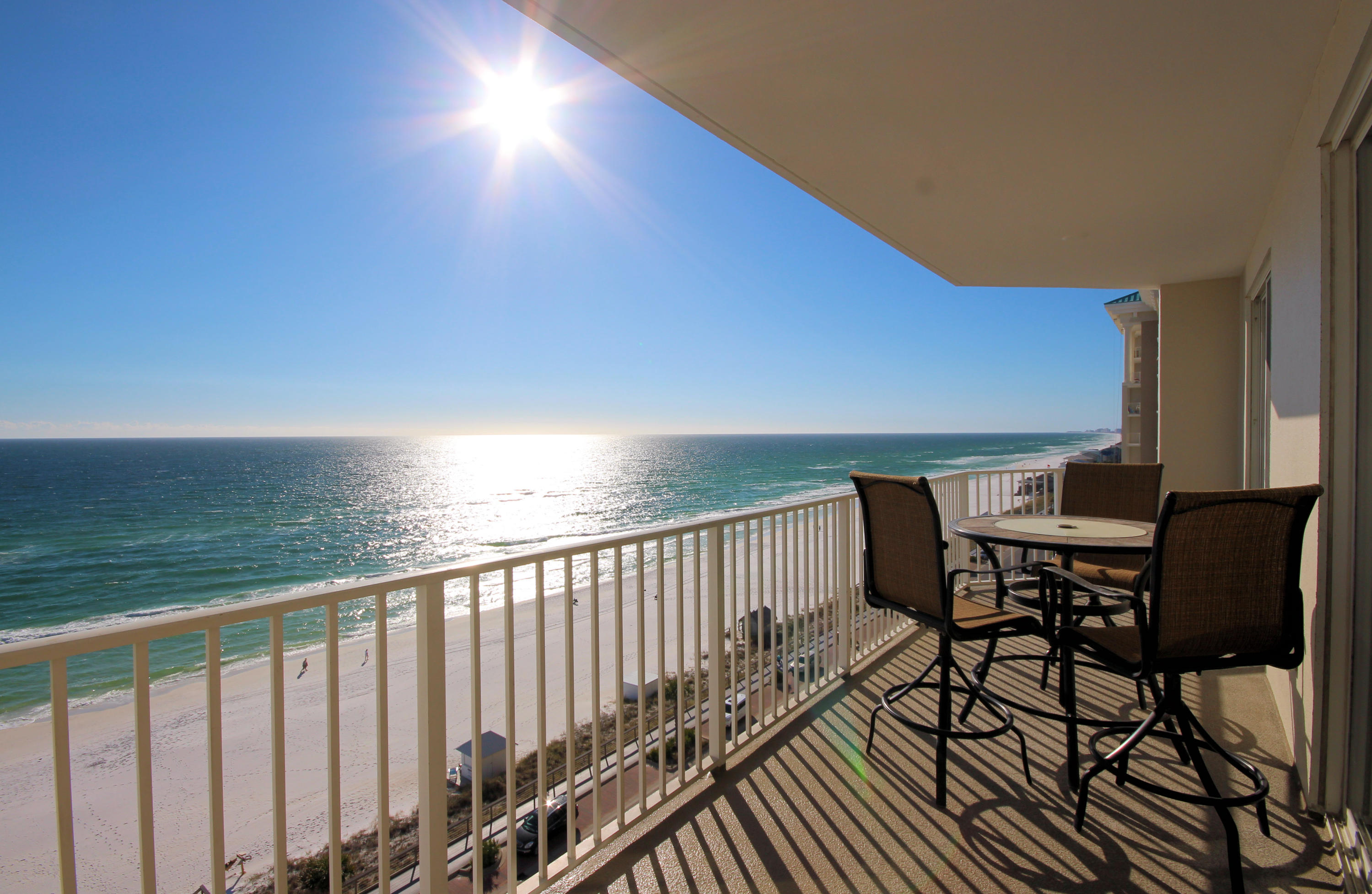 Spectacular gulf views! This two bedroom two bath ''deluxe'' floor plan (master bedroom with a gulf view and access to the balcony) boasts beautiful upgrades in the kitchen to include granite countertops and stainless steel appliances. With new paint throughout, ceramic tile, 9' ceilings, cultured marble in the bathrooms, this condo is in no read of remodeling!Professionally decorated in December of 2015, this unit is sold fully furnished and rental ready. Rental history in 2016 was 41k+ with several weeks of owner usage during peak season. Majestic Sun features a heated pool, 2 hot tubs, fitness facility, and a conference room.