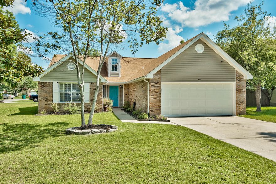 This home in the friendly Fort Walton Beach neighborhood of Brittany Woods offers a large living area with vaulted ceiling and fireplace, a spacious kitchen and adjacent dining area. The relaxing master bedroom has a private bathroom with a generous walk-in shower, double vanities with granite counter top, and a walk-in closet. The two-car garage is joined by a wide driveway that could easily accommodate four vehicles. This single level home is located on a large corner lot and enjoys a generous, well maintained yard. Brittany Woods is located conveniently near Fort Walton Beach Medical Center and Fort Walton Beach Golf Club as well as several schools. Wright Elementary School, Pryor Middle School and Choctawhatchee High School are all located just over two miles away from this home.