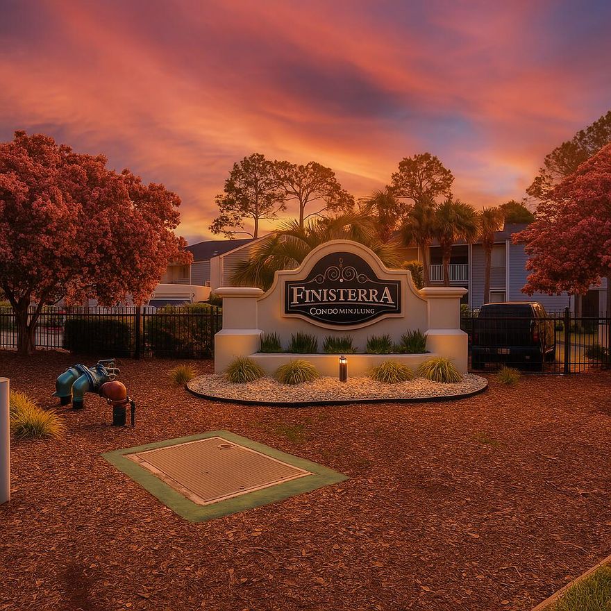 Welcome to Finisterra Condominiums--a gated waterfront community located at 101 Old Ferry Road in Shalimar, Florida. Nestled along the tranquil shores of Choctawhatchee Bay and Lake Clyde and directly across from Two Georges Marina (formerly Shalimar Yacht Basin), this peaceful coastal retreat offers the perfect blend of serenity and convenience.Residents of Finisterra enjoy a wide range of amenities including a community pool, lighted tennis and pickleball courts, sauna, clubhouse, BBQ areas, and deeded water access for fishing, kayaking, or paddleboarding. Beautiful green space throughout the community provides the perfect setting to unwind and take in breathtaking sunsets. The complex also features private beach access and is secured with gated entry. Assigned and guest parking in front of your unit add to everyday ease, while the HOA covers water, sewer, trash, groundskeeping, and exterior insurance for added value.

This adorable, move-in ready, 1-bedroom, 1-bath ground floor unit features an open-concept living and dining area and sliding glass doors that open to a private covered patio - ideal for relaxing after a day on the water. New roofs and exterior vinyl siding were completed in 2023.

Located just 15 minutes from Eglin AFB, 20 minutes to Hurlburt Field and Destin, and nearby you will find shopping, dining, and the Gulf's sugar-white beaches, Finisterra is a hidden gem in the heart of Shalimar. It's also a dream for boating enthusiasts - just 1 nautical mile to the Intracoastal Waterway and 2.2 miles to the Destin Bridge.

Please note: Finisterra is a non-rental community during the first two years of ownership. After that period, long-term rentals are permitted; short-term rentals are not allowed.

Finisterra offers a rare opportunity to enjoy a laid-back waterfront lifestyle at an affordable price - perfect for primary residence, second home, or long-term investment.

All information is deemed accurate but should be verified by the buyer and/or buyer's agent if important. Schedule your private showing today! Some images have been virtually staged to showcase potential furnishings and d??cor. Home is presented unfurnished.