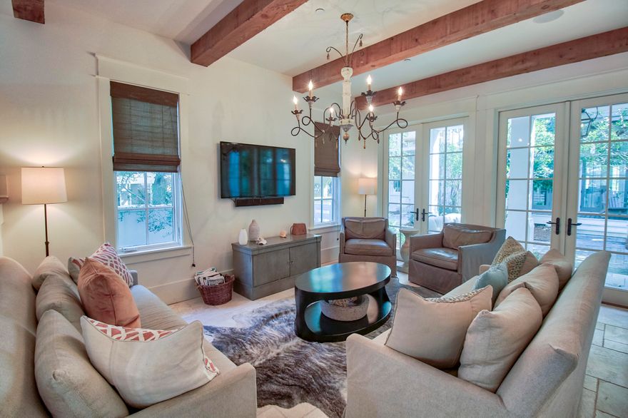 This is an incredible opportunity on the Parkside of Rosemary Beach, close to many of the wonderful amenities that the community has to offer. The home's custom kitchen features Poggenpohl cabinetry, a full size Subzero refrigerator, a separate full size Subzero freezer, a 5 burner gas Wolf cooktop and an incredible amount of storage. The open kitchen, living and sitting areas are tastefully decorated and will provide elegant comfort for you and your guests. A large Master suite with a bathroom that is equipped with double vanities, a stand-alone tub and a separate walk-in shower provide the luxuries you would expect in a home of this quality. Spacious guest bedrooms and an upstairs bunk room with built in tv's will be a huge hit for the kids!
