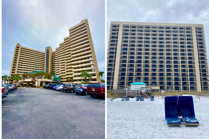 PREMIER LOCATION! GULFRONT RESORT sits directly on the beach! LOW ALL INCLUSIVE HOA DUES even covers electricity! AWESOME AMENITIES! Grossed over $37,000 in 2019, Covid hit 2020, but still grossed over $20K despite the shutdown! Gulf front pool, heated indoor pool, children's splash pad, gulf front hot tub, fitness center, Restaurant, Tiki Bar, meeting rooms, Gift shop beach store IN THE LOBBY, massage services, 24 hr front desk with concierge service, covered entry, and an amazing lobby that has been completely redesigned and professionally decorated! Best value on the beach, perfect for investor or anyone wanting an affordable place to own directly on the gulf in a financially sound building! No special assessments in the past 11 years! $509 monthly HOA covers everything. This 4th floor unit is ready for you to turn into your own rental machine or peaceful sanctuary. With some new decor and your own personal touches this could be a fabulous unit! 
The floors are a neutral tile throughout, white cabinets in the kitchen, it's fully turnkey and rental ready now, but with an interior refresh you could really drive up the rental numbers! Located in the heart of Destin in walking distance to restaurants and shopping! Buy now! Rates are low and potential is high!