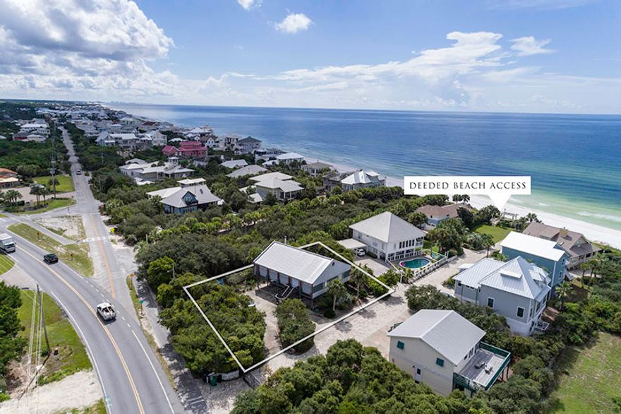 Excellent potential for Lot Split or enjoy a timeless Beach Bungalow South of 30A, 3rd Tier from the beach in Old Seagrove Beach. Located in the highly coveted, private and gated community of Sea Turtle. Home boasts magnificent Gulf views. The rare oversized lot spans over .32 acres and only steps away from its private walkover along deeded beach access. Favorable covenants allow for a large buildable area. No HOA. Time seems to stand still in this charming Old Florida community composed of only seven lots.. Experience what 30A is all about for generations to come. Lot Dimensions 137x102x137x102. All room and lot dimensions to be verified by buyer.