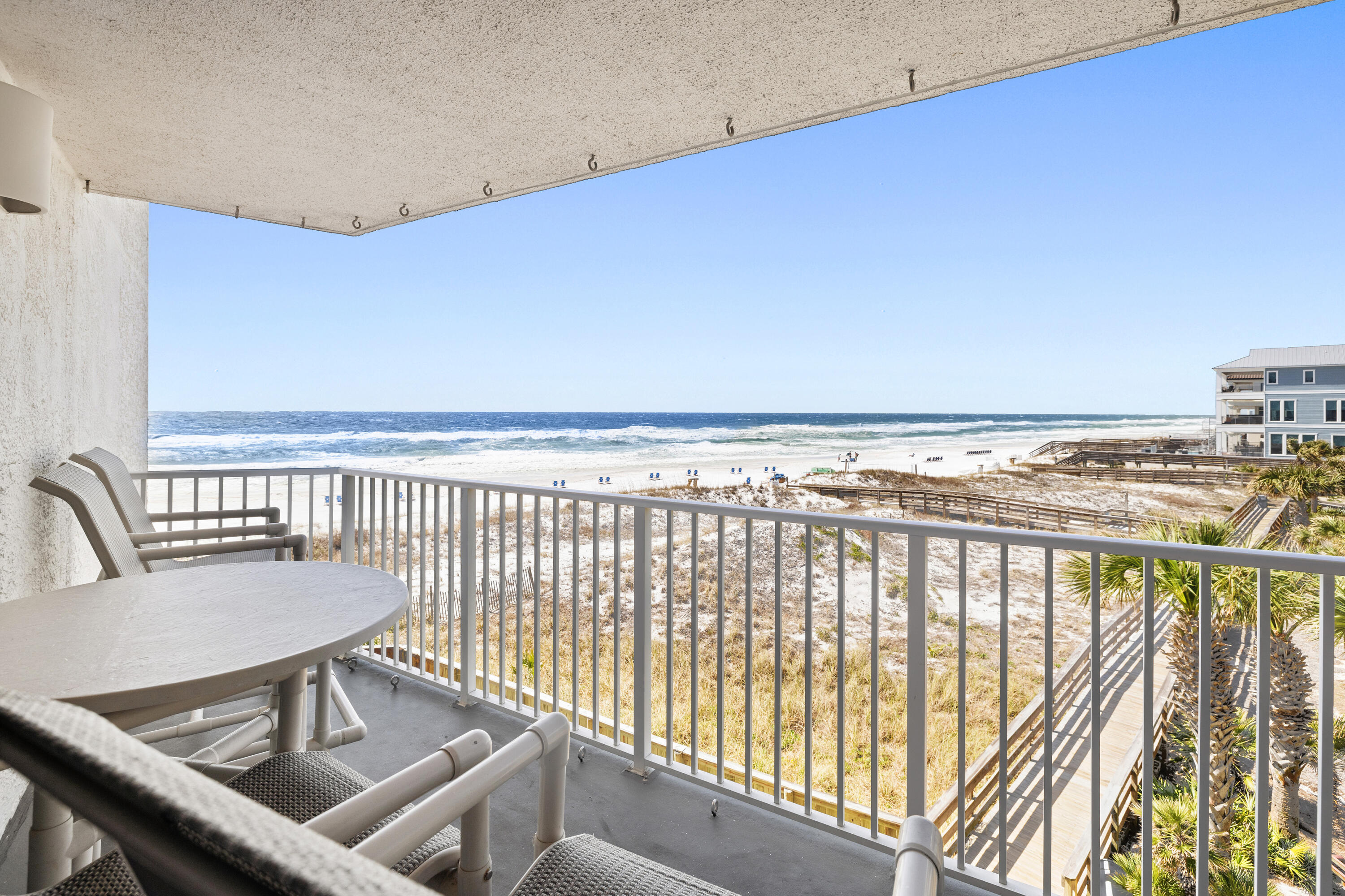 Experience the very best of coastal living in this breathtaking 2BR/2BA, 1,208 sq ft condo in the stunning Gulf-front Mainsail Resort, where you'll enjoy beautiful, unobstructed views of the Gulf from one of the most sought-after locations in Miramar Beach. Unit 122 is positioned in the closest building to the sand and truly feels like nothing stands between you and the shimmering waters.Inside, the condo has been meticulously maintained and is fully furnished--ready for you to move in or start earning rental income. You'll love the tasteful upgrades throughout, including LVP and tile flooring, smooth ceilings, granite countertops in both the kitchen and bathrooms, and tiled shower. With its spacious layout and thoughtful finishes, this property is as practical as it is beautiful. Mainsail's top-notch amenities elevate your coastal lifestyle: bask in the sun at one of two large pools, with one seasonally heated, or perfect your serve on the tennis and pickleball courts, enjoy the arcade, take advantage of covered parking, and feel secure with 24-hour on-site security. Plus, you'll have 700 feet of private deeded beach access right at your doorstep.
Whether you're seeking a relaxing getaway, a smart investment, or a second home along the Emerald Coast, this Gulf-front gem offers the ultimate beachside retreat. Come see for yourself and discover why Mainsail living is truly unbeatable