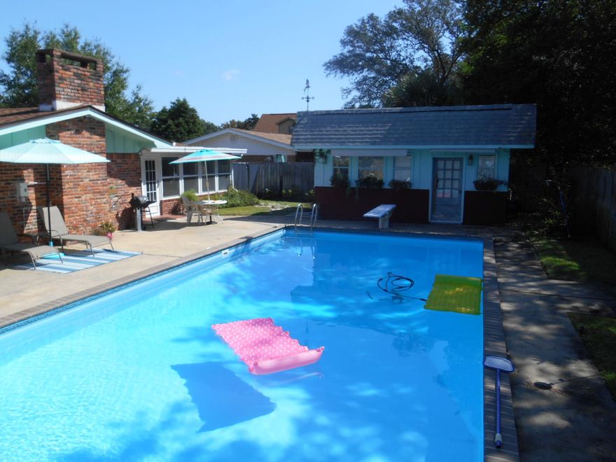 Well maintained and tastefully updated pool home perfectly located in the center of Fort Walton Beach. Easy access to all three military bases, the beach, Destin or anywhere else you'll want to be assuming you ever want to leave your house. You may just decide to lounge around the beautiful and refreshing 20 x 40 pool in your back yard. New Vinyl plank wood look flooring throughout. Interior brick accent walls add character. Wood burning fireplace in Family room, sunroom overlooking the pool, lots of natural light with skylights in the kitchen and hall bathroom. The sunroom is 12 x 22(264 square feet) and not included in the 1644 heated and cooled square footage number. It is cooled with an window unit. They don't make them like this anymore so schedule your showing today!